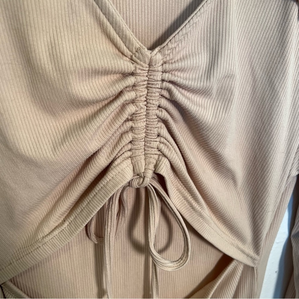 Birch and Stone Ribbed Mini Dress Beige - Picture 5 of 13